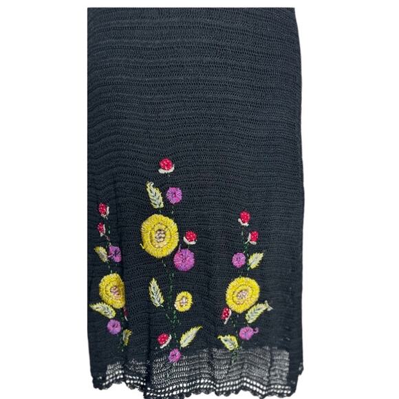 Papell Y2K Crochet Black Embroidered Beaded Floral Whimsigoth Fairy Slip Dress M - Picture 8 of 15